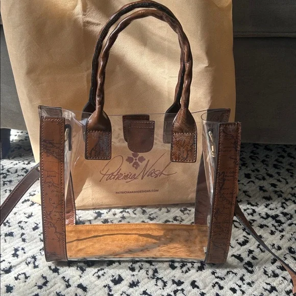 Patricia Nash Clear Curry Tote with Brown Braided Leather Trim - Picture 2 of 5